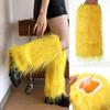 Faux Fur Leg Warmers Women Solid Color Fuzzy Long Boot Covers Fluffy Shaggy Leg Warmers for Christmas Costume Nightclub Street Wear