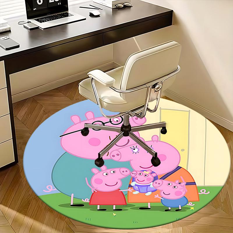Коврик-сиденье для семьи Свинки Пеппы, Круглый ковер - Домашний декор, Офисный ковер, Подходит для спальни, гостиной, различных комнат0272b