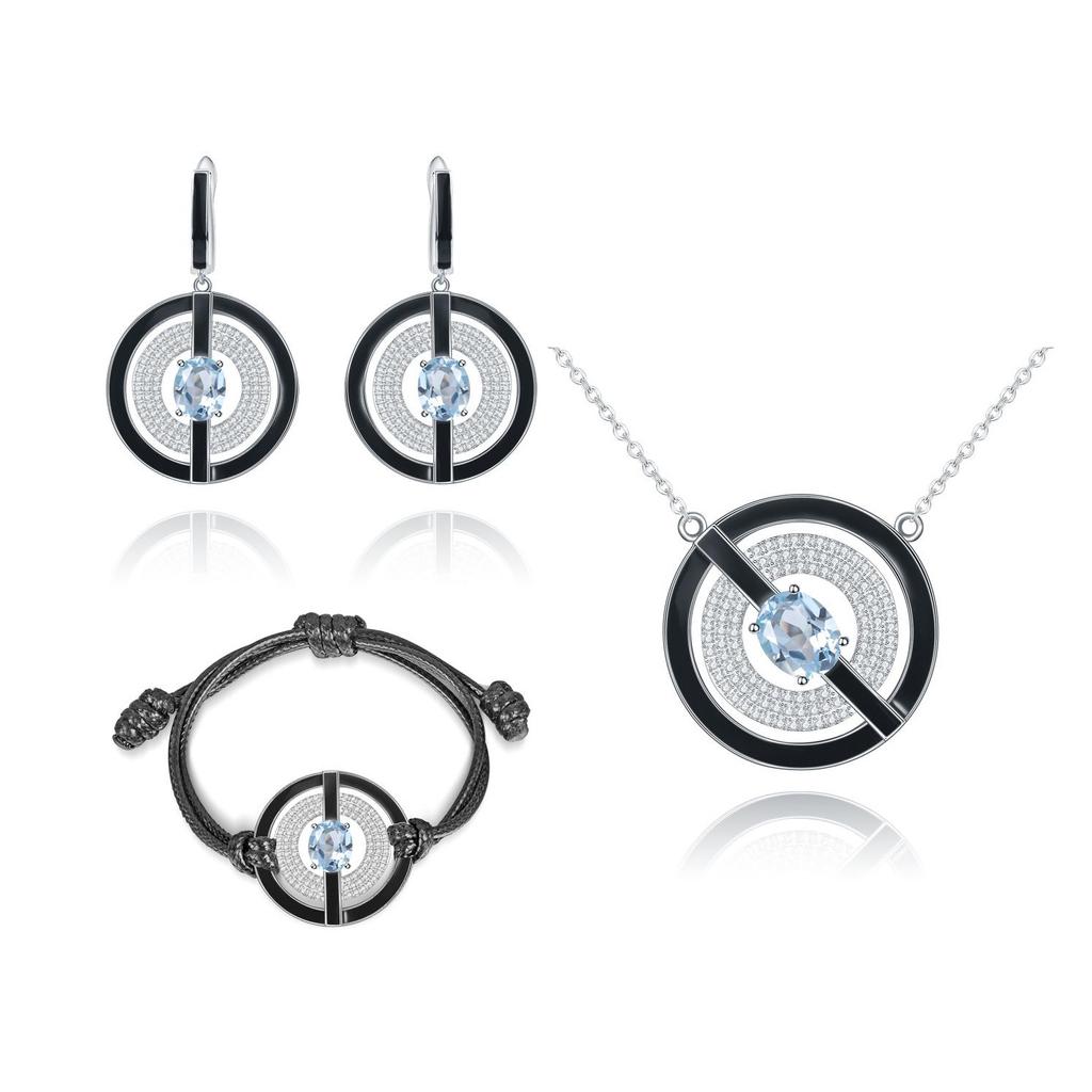 Оригинальные авторские серьги с эмалью из натурального топаза. Серьги с драгоценными камнями из серебра 925 пробы с индивидуальным дизайном.