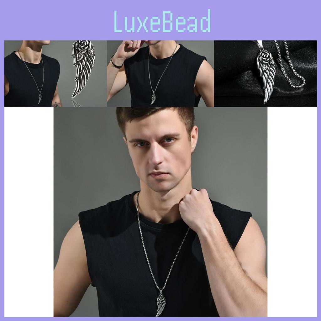 Vintage Angel Wings Necklace For Men And Women Stylish Titanium Steel Feather Pendant