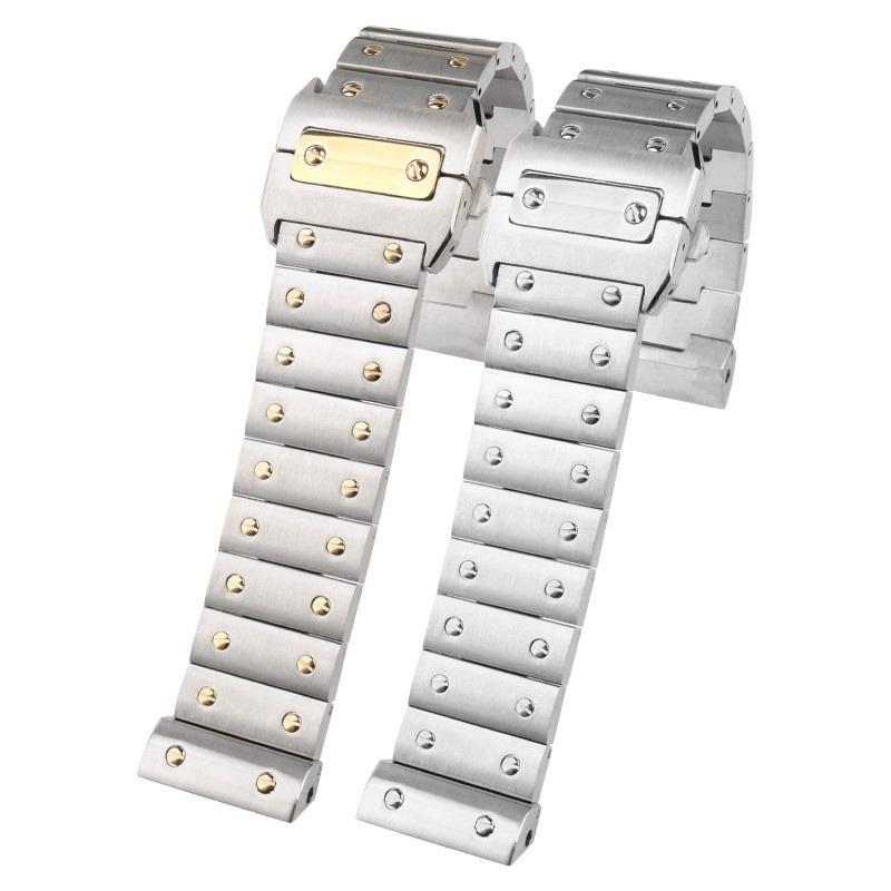 ONE20мм 23мм Сплошной браслет для часов из нержавеющей стали для Cartier WSSA0009 Santos 100 Высококачественный ремешок Santos100 Мужская золотая цепочка для часовMN