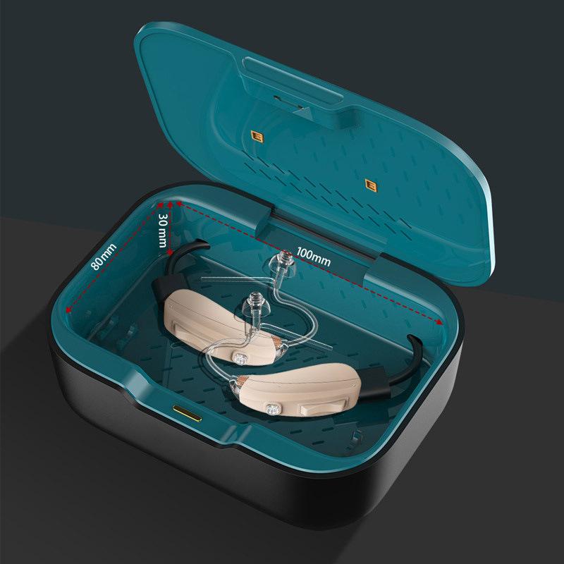 3 In1Цифровая сушилка для слуховых аппаратов, очиститель и зарядное устройство Магазин наушников Осушитель со светодиодной УФ-сушкой и 2 режимами синхронизации и температуры