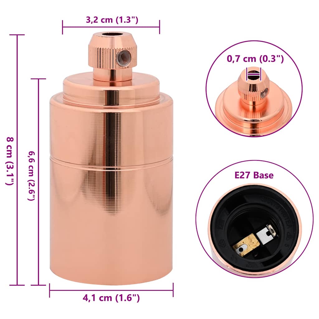Lamp Holder Set 2 pcs Rose Gold E27