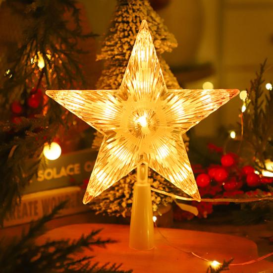 Рождественская звезда-верхушка для елки с несколькими режимами освещения, пульт дистанционного управления, питание от USB, 3D-украшение для верхушки елки в виде звезды