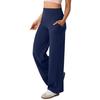 Women Yoga Pants Solid Color High Waist Wide Leg Sport Pants with Pockets Tummy Control Straight Leg Dress Pants