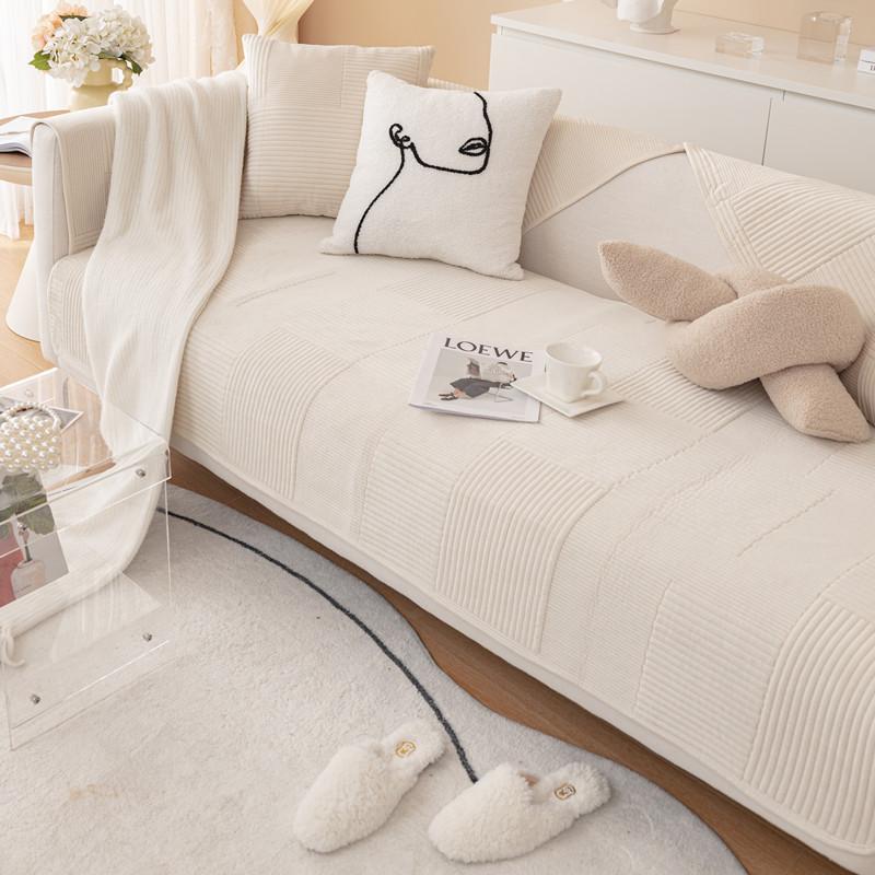 Чехол для секционного дивана Nordic Winter Velvet Plush, мягкий, фланелевый, нескользящий, для дивана, однотонный, для гостиной