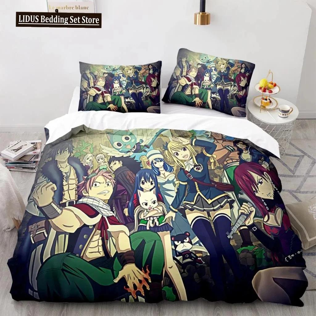 Одеяло Новый набор постельного белья Fairy Tail Японское аниме Подарок для мальчиков и девочек Декор спальни Односпальный Twin Full Queen Размер Домашний текстиль