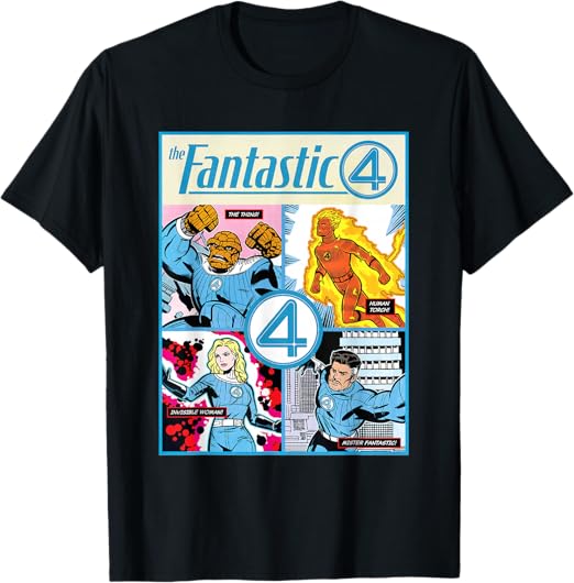 Marvel The Fantastic Four: First Steps Retro Comic Cover T-Shirt