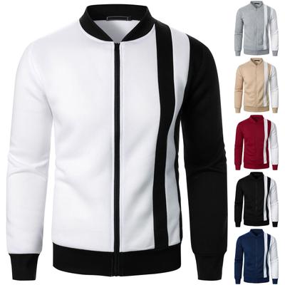 Мужская куртка-кардиган с воротником-стойкой и цветными блоками, весна-осень, мужская повседневная куртка-кардиган