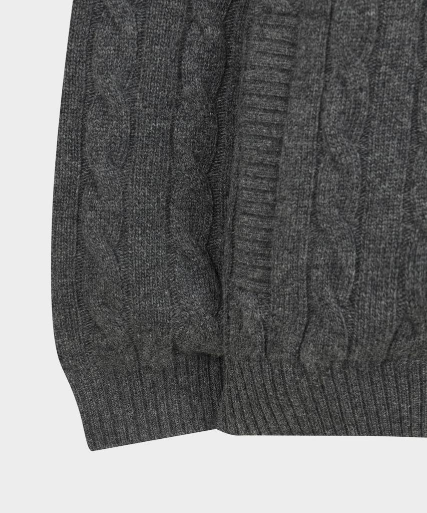 Brooks Brothers Windproof Wool Cable Zip-Up Sweater (Charcoal) (Bbwcmbf406)