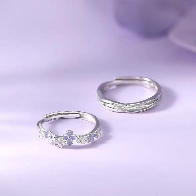 Парные кольца из стерлингового серебра 925 пробы с эпоксидным дизайном в стиле Мори - Элегантная и уникальная пара