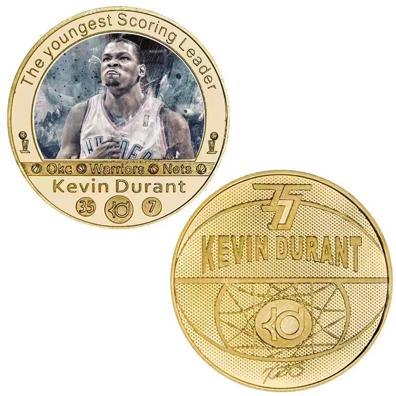 Коллекция commemorative монеты и значка-медали NBA Durant с золотым покрытием