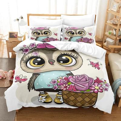 Мультяшные комплекты постельного белья с совами, мягкое покрывало, одеяло, пододеяльник, наволочка, наборы из 2-3 предметов, подарки для подростков и детей, декор комнаты