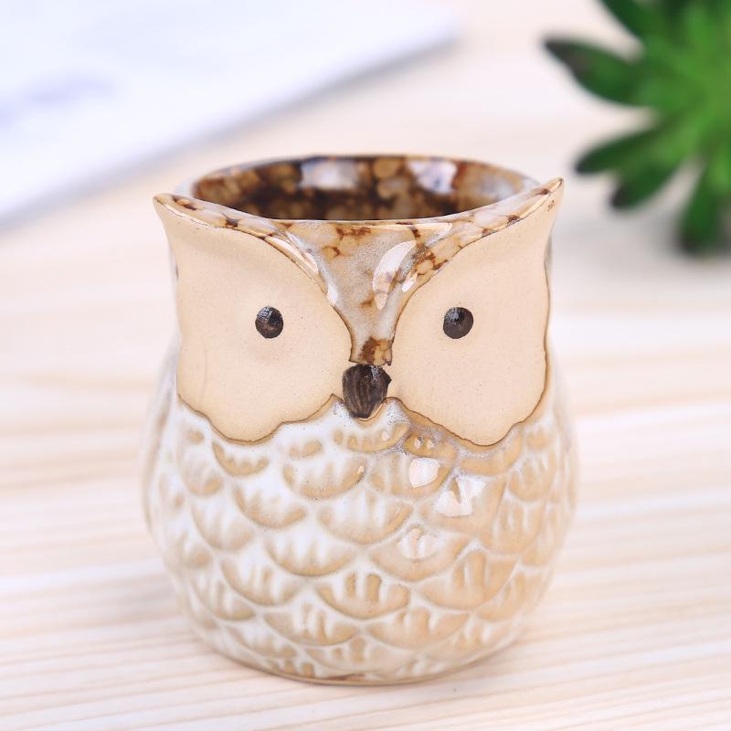 1pcs Personality Succulents Flower Pot Owl Animal Small Flower Pot Creative Cute Thumb Pot Ceramic Hole