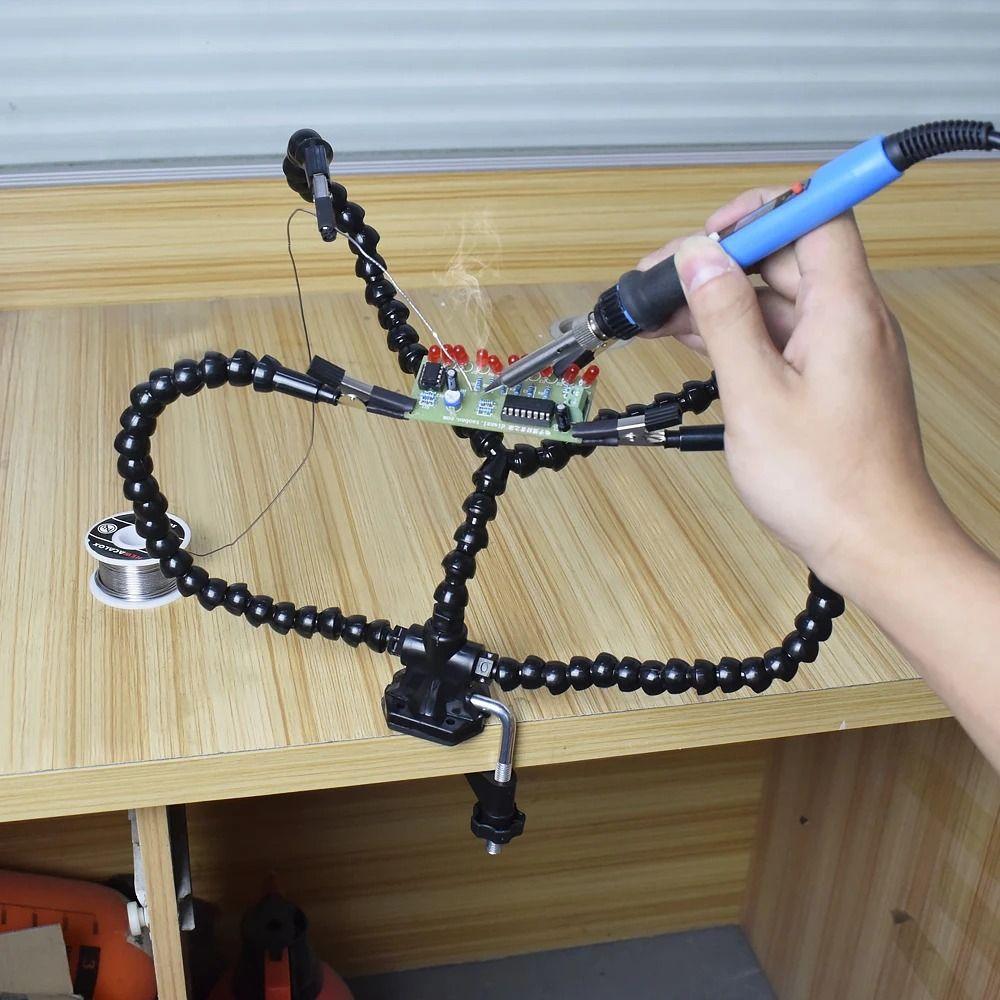 Multi-Purpose Third Hand Tool Adjustable PCB Holder Flexible Arms Tool PCB Welding Repair