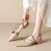 Weiwei Girl 6163-1 One-word with Rivet Bag Head Sandals Women's Summer Nude Thick Heel Empty Pointed Single Shoes