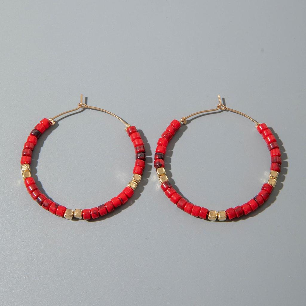 Новые Серьги в Французском Стиле Легкая Роскошь Женские Украшения Ретро Мода Универсальные Серьги Смола Цветное Золото Бусины Ювелирные Изделия