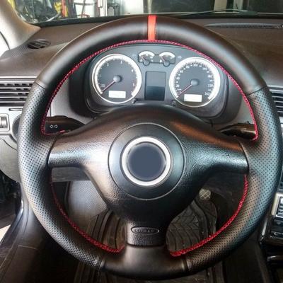 Чехлы на руль автомобиля по индивидуальному заказу, плетеная кожа для Volkswagen VW Golf 4 Passat B5 1996-2003 Seat Leon 1999-2004