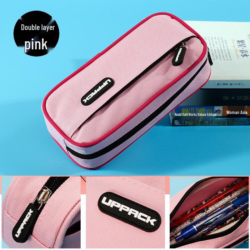 Минималистичный двухслойный пенал большой вместимости для учеников начальной школы - Дизайн, вдохновленный интернет-знаменитостями