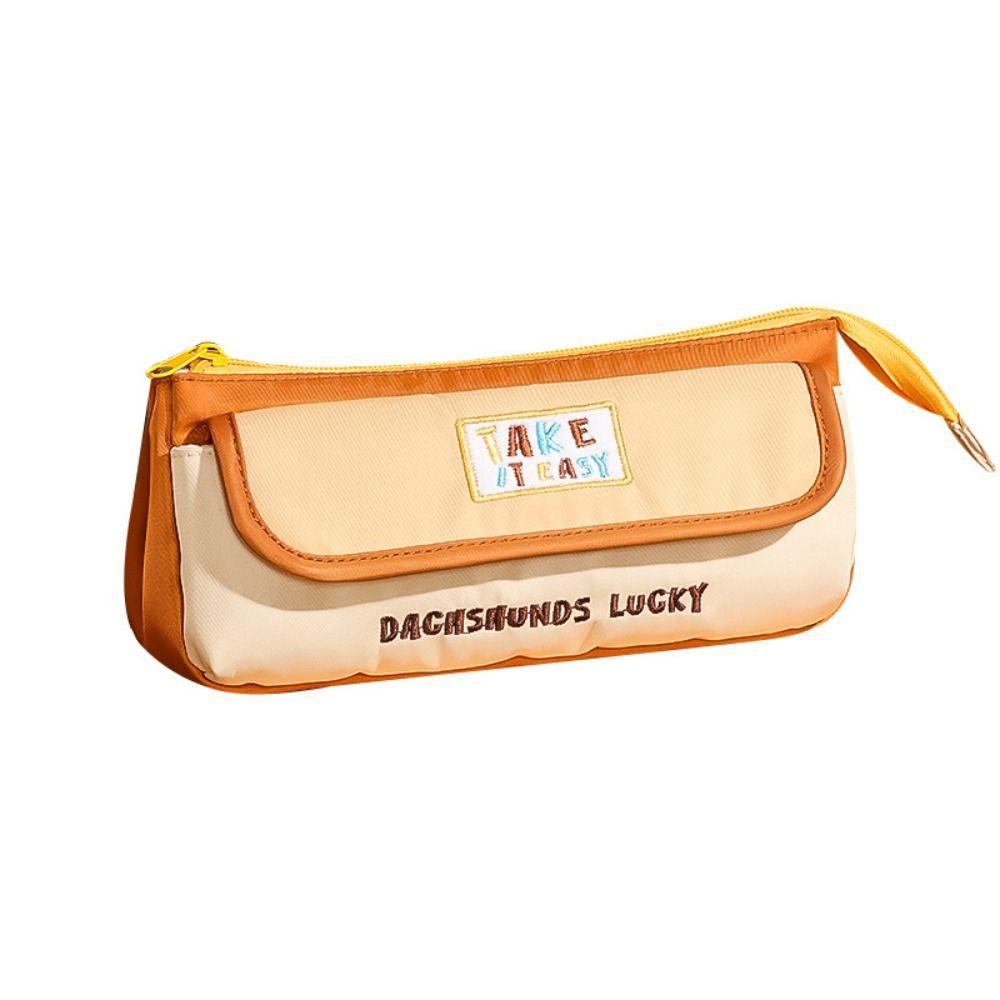 Color-blocking Pen Bag Large Capacity Stationery Bag Multi-functional Pencil Case  Students