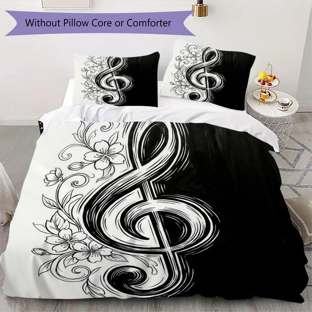 Art Music G Pattern Bedding uilt Set uilt Cover Pillowcase Home Decoration Birthday Gift (1 * duvet cover + 2 * pillowcase without core)