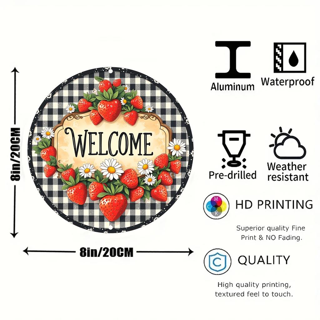 Vintage Engraved Round Aluminum Sign with Painted Wreath Design Unique Gift for Home Kitchen Garden Bar Music Venue Decor