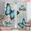 2pcs 2D Flat Printing Window Drapes Just Breathe Butterflies Floral 100% Polyester Fabric Without Electricity Birthday Party for
