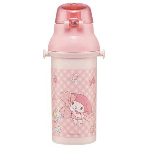 Skater Children's Water Bottle, 480ml, Direct Drinking, Plastic, One-Touch Operation, Dishwasher Safe, Made In Japan, Sanrio My Melody Big Ribbon, Gir