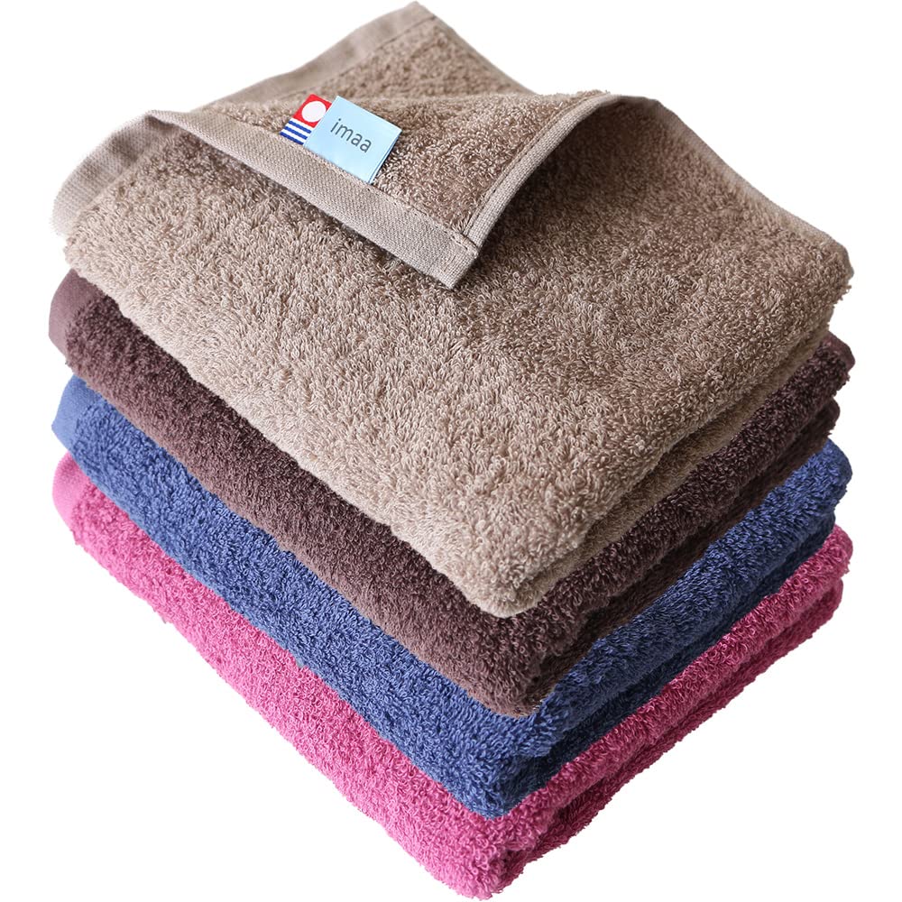 imaa Imabari Towel Certified Face 4-Piece Set Soft Thin Quick-Drying Made Japan 100 Cotton Vacuum Compressed Pack Assortment