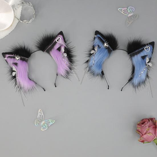 Плюшевый декор кошачьих ушей, повязка на голову для косплея, металлическая подвеска с кисточкой, обруч для волос ручной работы, гибкая проволока для любителей аниме, аксессуары для вечеринок