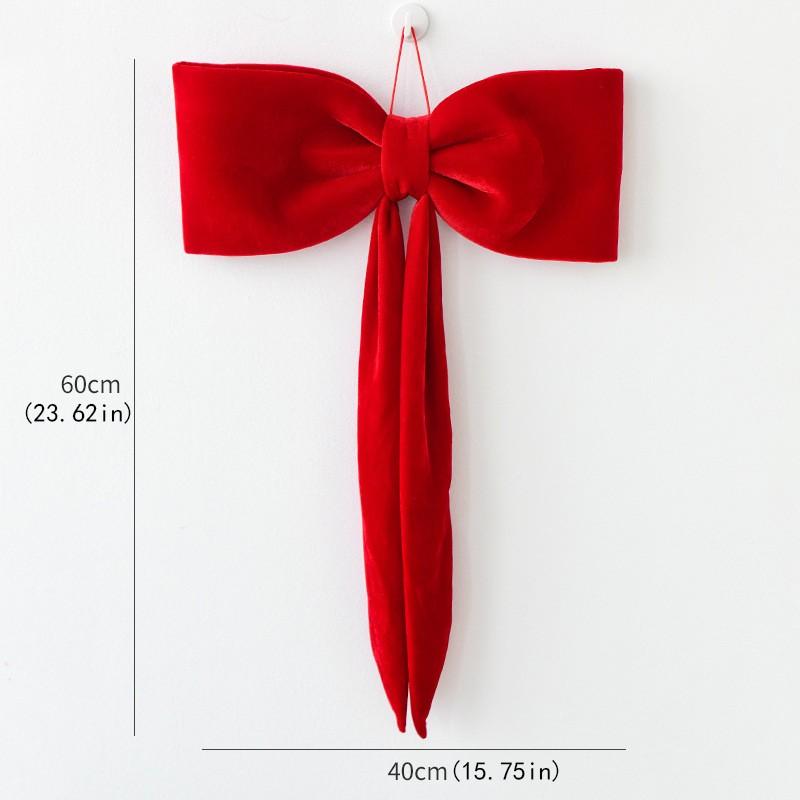 40cm Christmas Velvet Bow Tree Hanging Ornament Long Ribbon Window Display Pendant New Year Christmas Tree Fireplace Doors Decor
