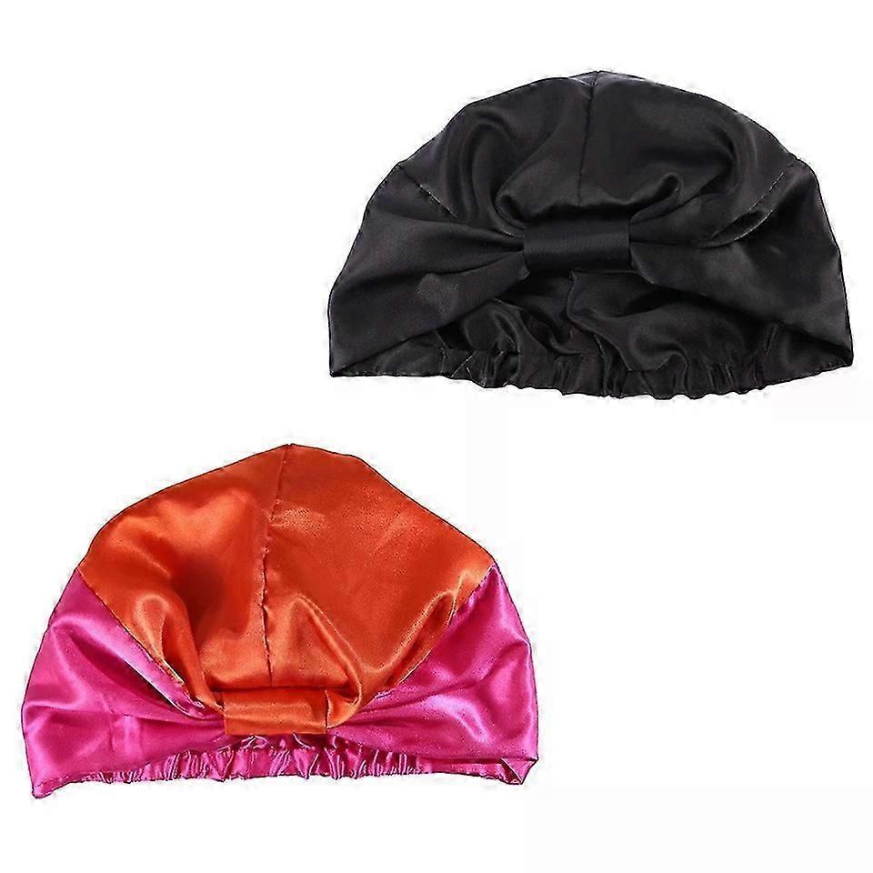 Muslim Turban Scarfs, Turban Caps, 2pcs Women's Creative Silk Head Covers