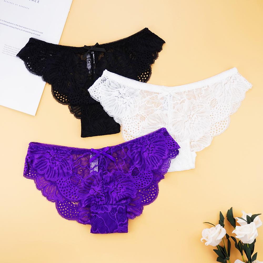 Женское нижнее белье, комплект кружевных трусиков с цветочным принтом, прозрачные полые трусы, женское нижнее белье, интимное белье