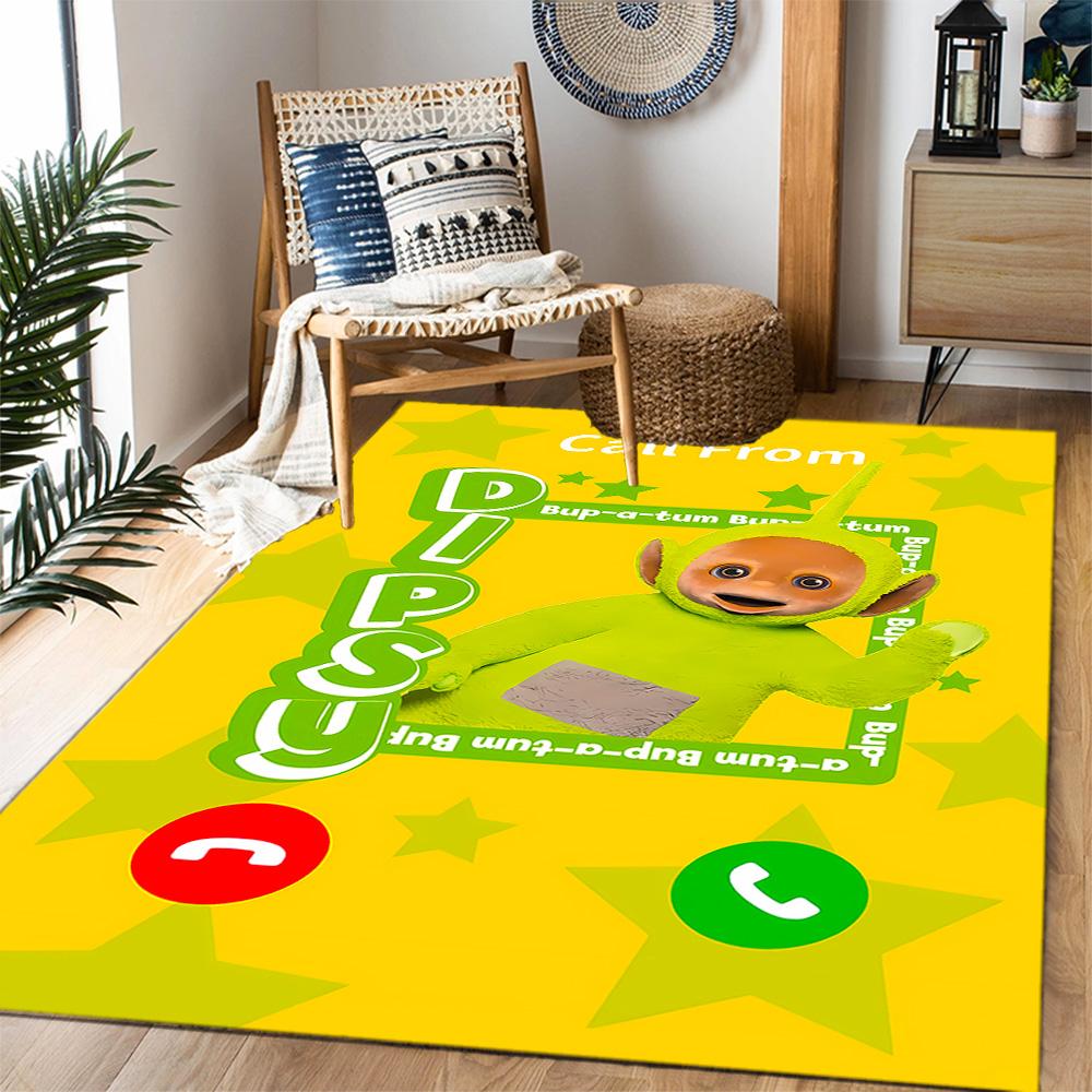 Teletubbies Scooter Adventure Themed Anti-Slip Rugs - Polyester Home Decor, Suitable for Bedrooms, Living Rooms, Doorways, Studios, and Decorations