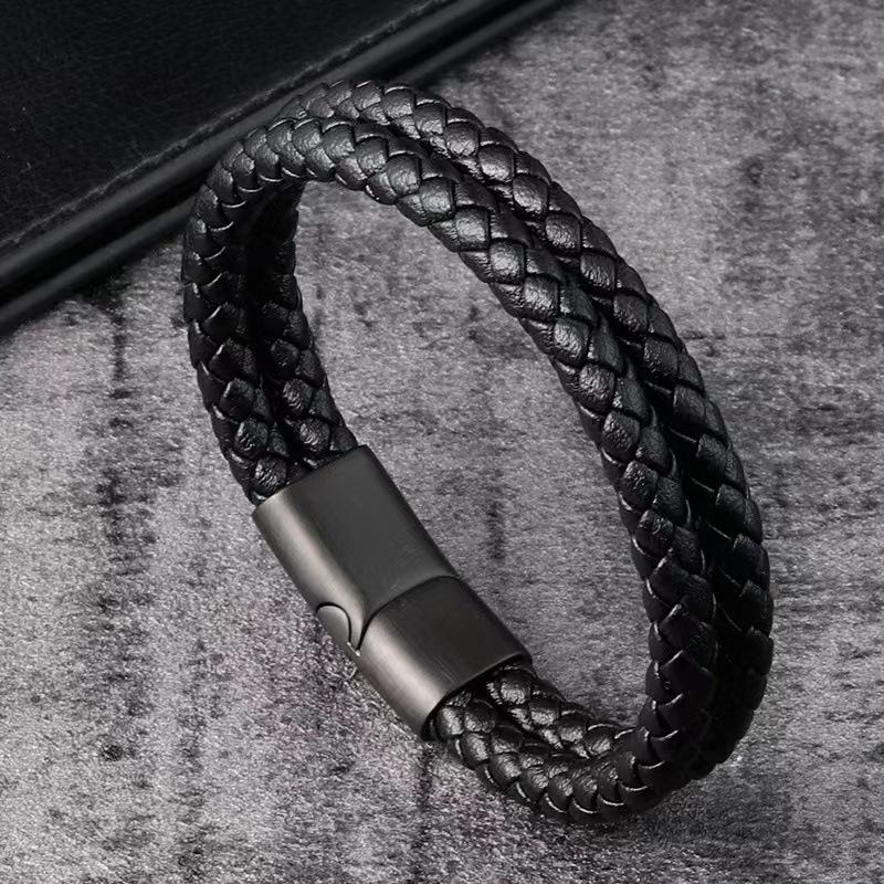 Мужской ретро-кожаный браслет - Универсальный, простой, плетеный модный аксессуар
