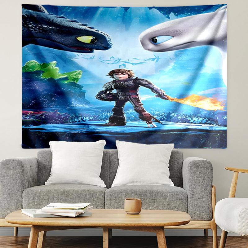 How to Train Your Dragon Print Tapestry, Lightweight Wall Hanging, for Bedroom, Dorm, Living Room, Home Art Decor, Birthday Christmas Gift for Friends