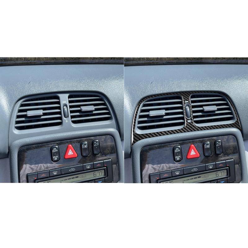 For Mercedes-Benz CLK C208 A208 1997-2003 Carbon Fiber Central Air Conditioning Vent Outlet Panel Cover Car Accessories Sticker