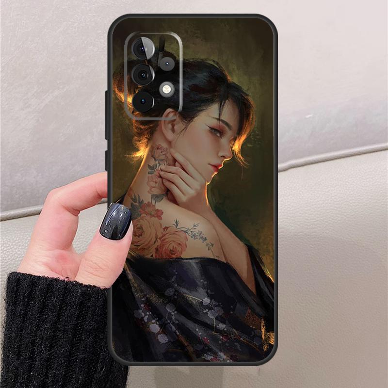 Японское искусство Татуировка Кимоно Для Samsung Galaxy A17 A37 A57 A53 A33 A13 A32 A52 A16 A36 A56 A55 A35 A15 A54 A34 A14 Чехол