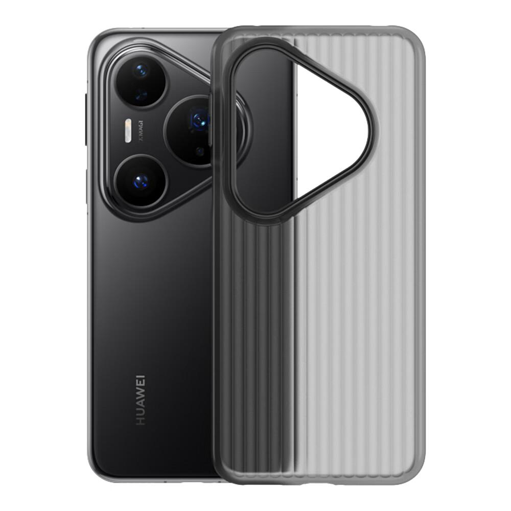 Case for Huawei Pura80 Ultra, Ultra-Thin Frosted PP, Full Protection Anti-Slip Heat Dissipation Outer Case, Corrugated Pattern - Transparent Black