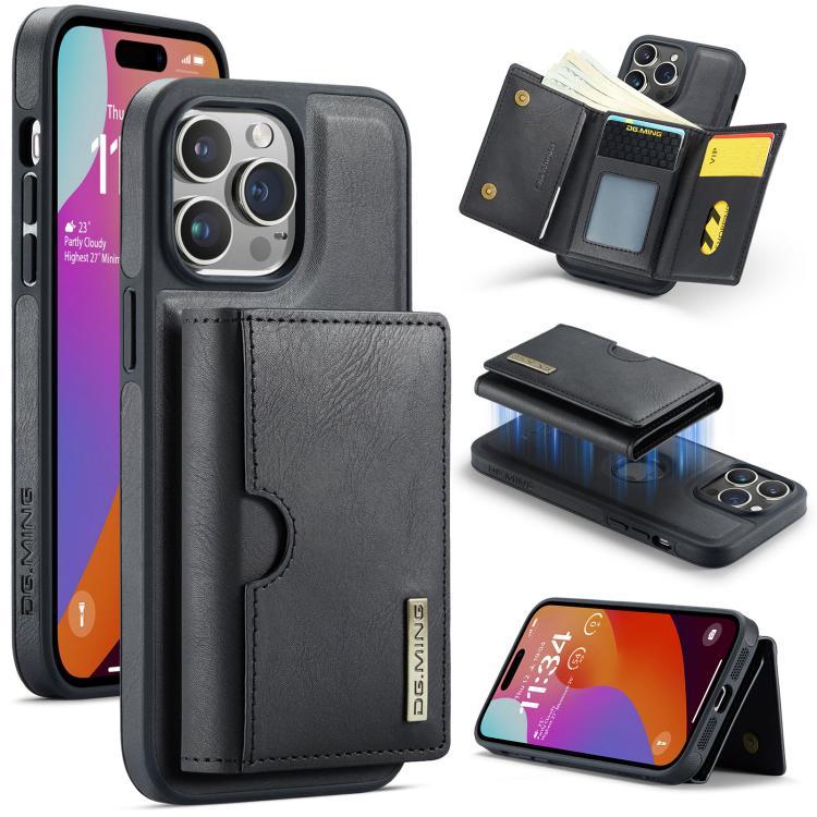 DG.MING M6 Series RFID Tri-fold Card Bag Removable Leather Phone Case
