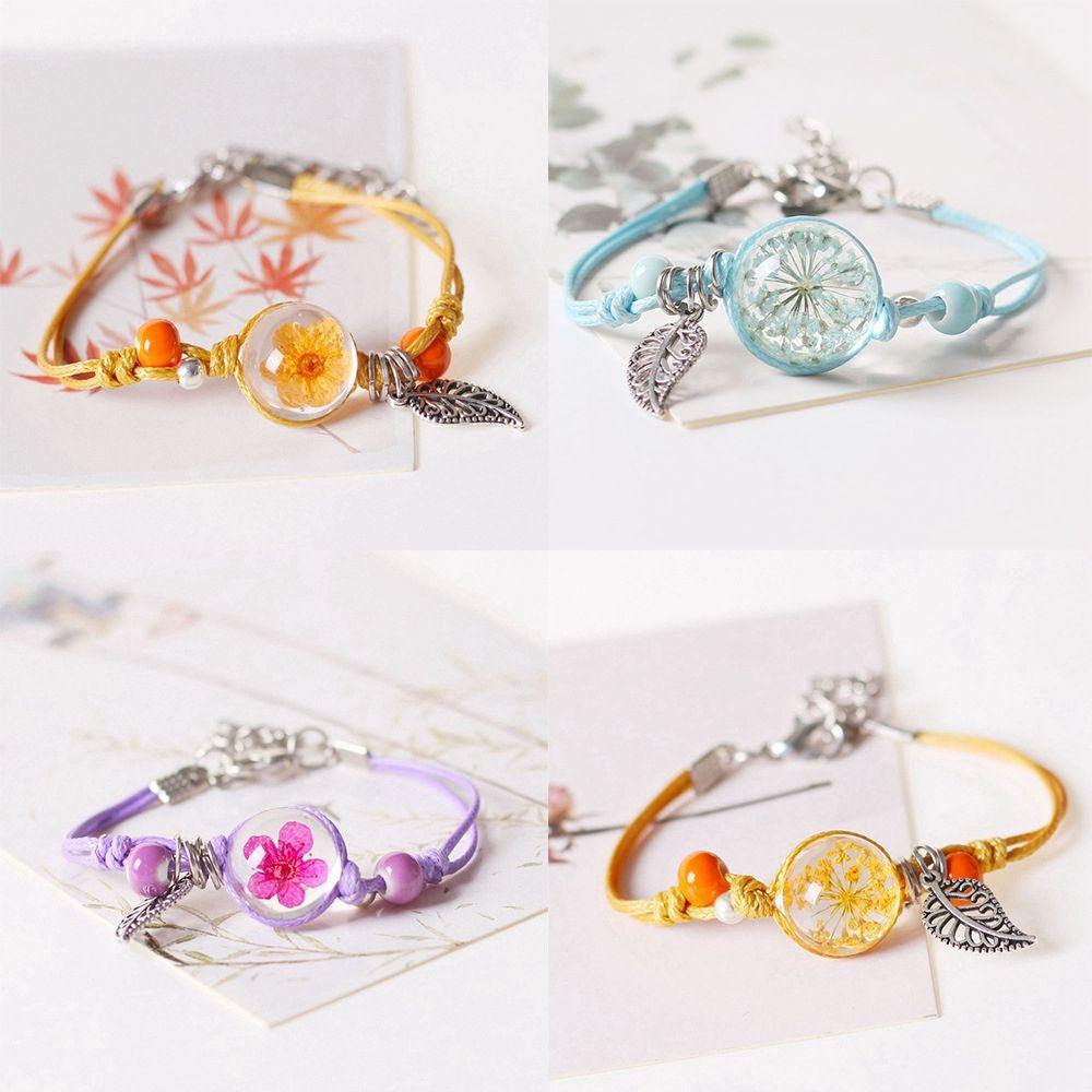 Bracelets Ethnic Style Braided Rope Bracelets Female Hand Chain Dried Flower Bracelet Gypsophil