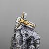 Retro Cross Jesus Stainless Steel Ring for Men & Women Antique Gothic Metal Ring Zircon Christian Accessories Blessing Gift