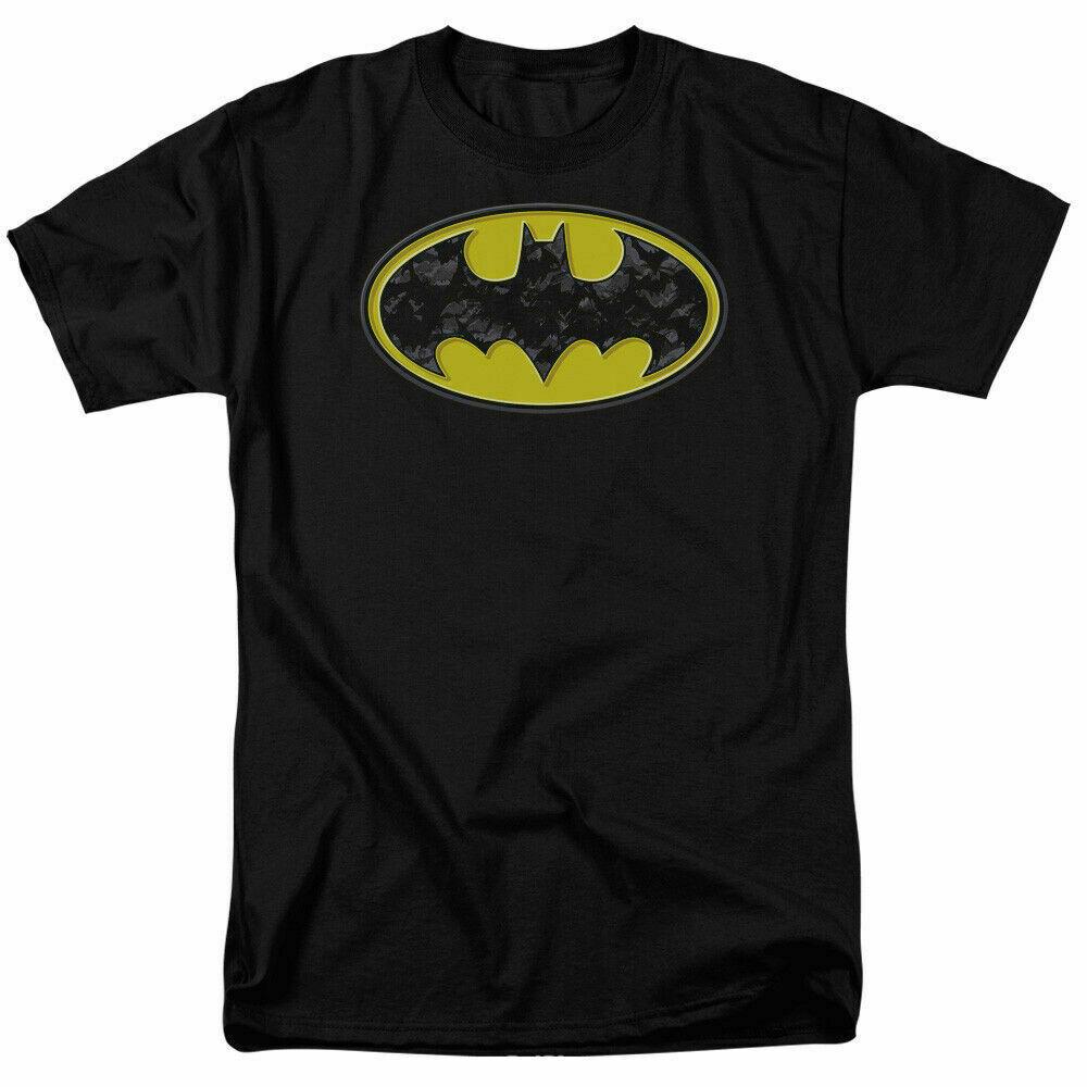 Batman Bats In Logo Bat Signal T Shirt Licensed Comic Book Tee Black
