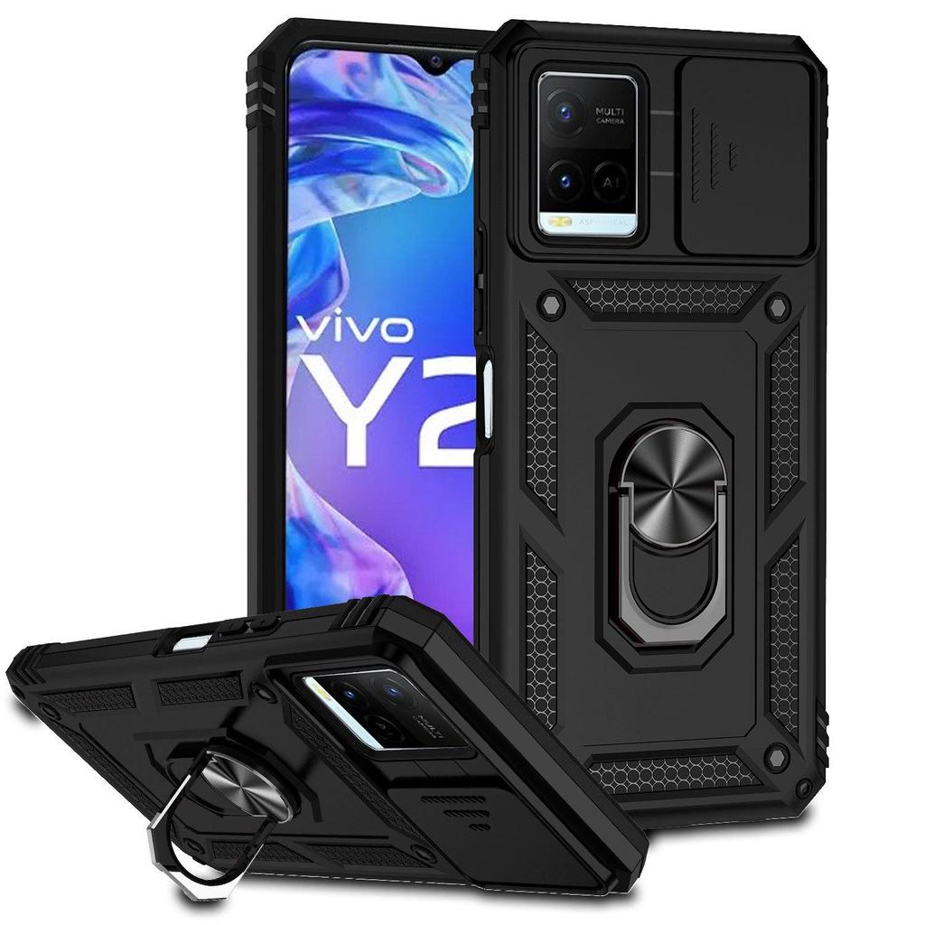 VIVO Y21/Y33S/Y20 Protective Push-Window Phone Case with Stand