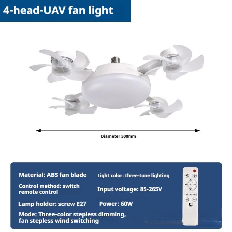 Винтовой патрон E27 Моделирующие вентиляторы для дронов Бытовые невидимые потолочные вентиляторы с дистанционным управлением Диммируемая электрическая потолочная лампа