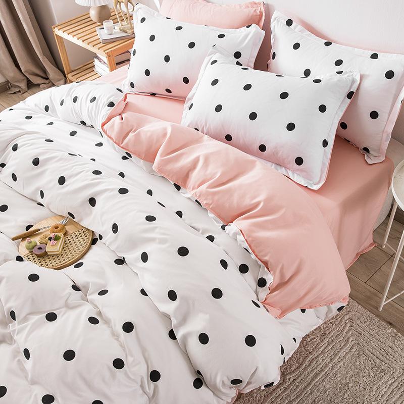 Simple Bedding Washed Cotton Four-piece Set Pastoral Bed Sheet Quilt Cover Bedding Three-piece Set
