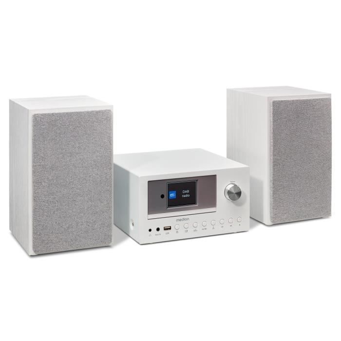 Мини-система Hi-Fi - MEDION - Интернет-радио DAB/FM - Проигрыватель CD - 2x15 Вт RMS - Белый