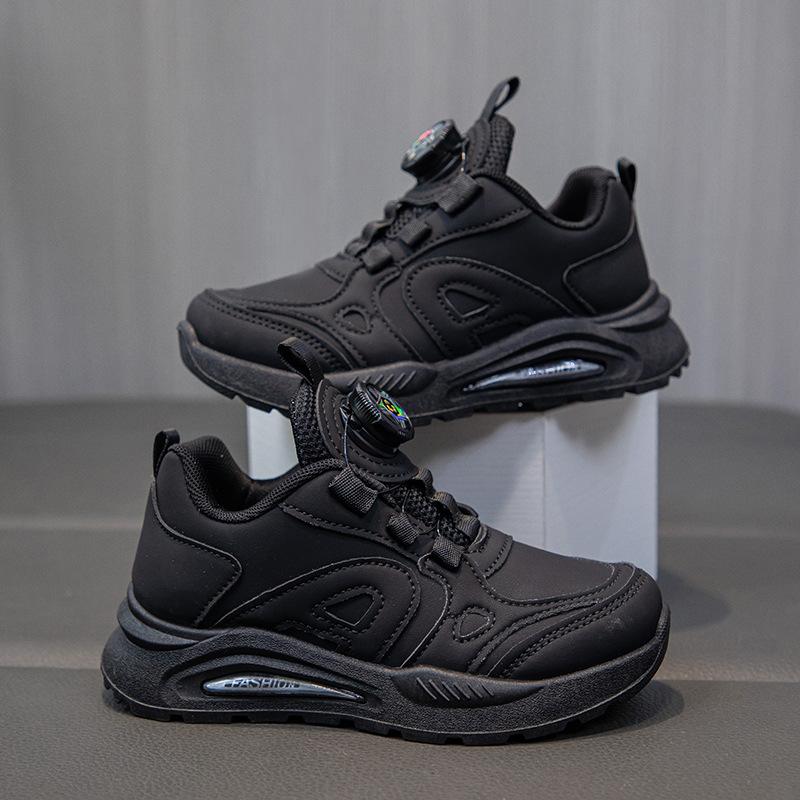 Autumn Kids Boys Girls Sport Shoes with Twist Lock, High Quality White Sneakers