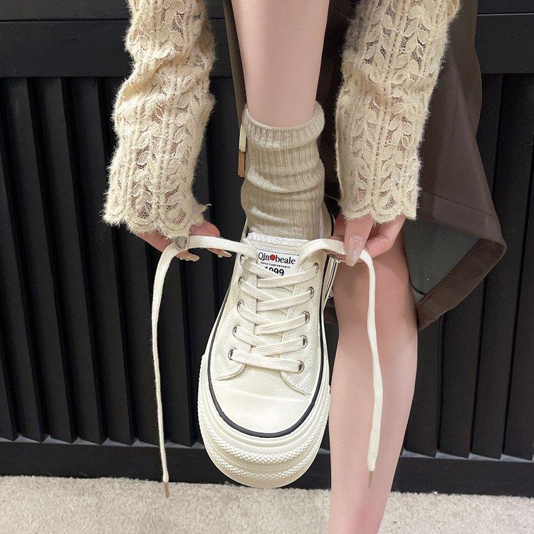 Ziyan платформа парусиновые туфли женские весна 2025 новые туфли на платформе детские черные нишевые маффины повседневные кеды