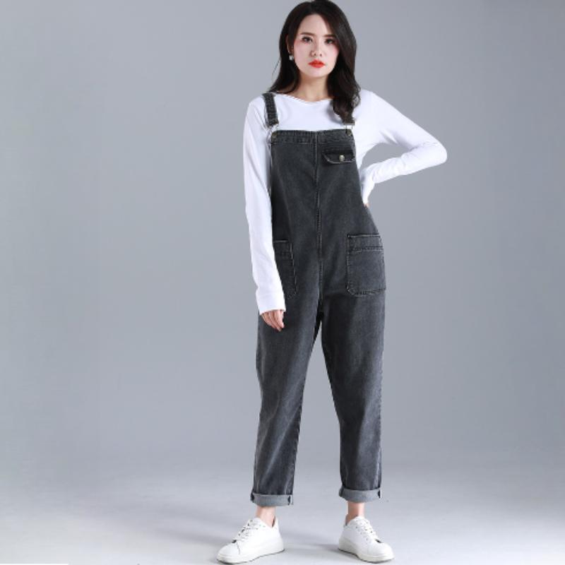 Женские весенне-осенние джинсы-комбинезон большого размера 8XL, модные, свободные, с карманами, на лямках